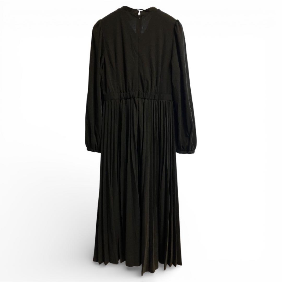 【新品タグ付】セルフォード プリーツデザインボウタイワンピース Aライン36 黒