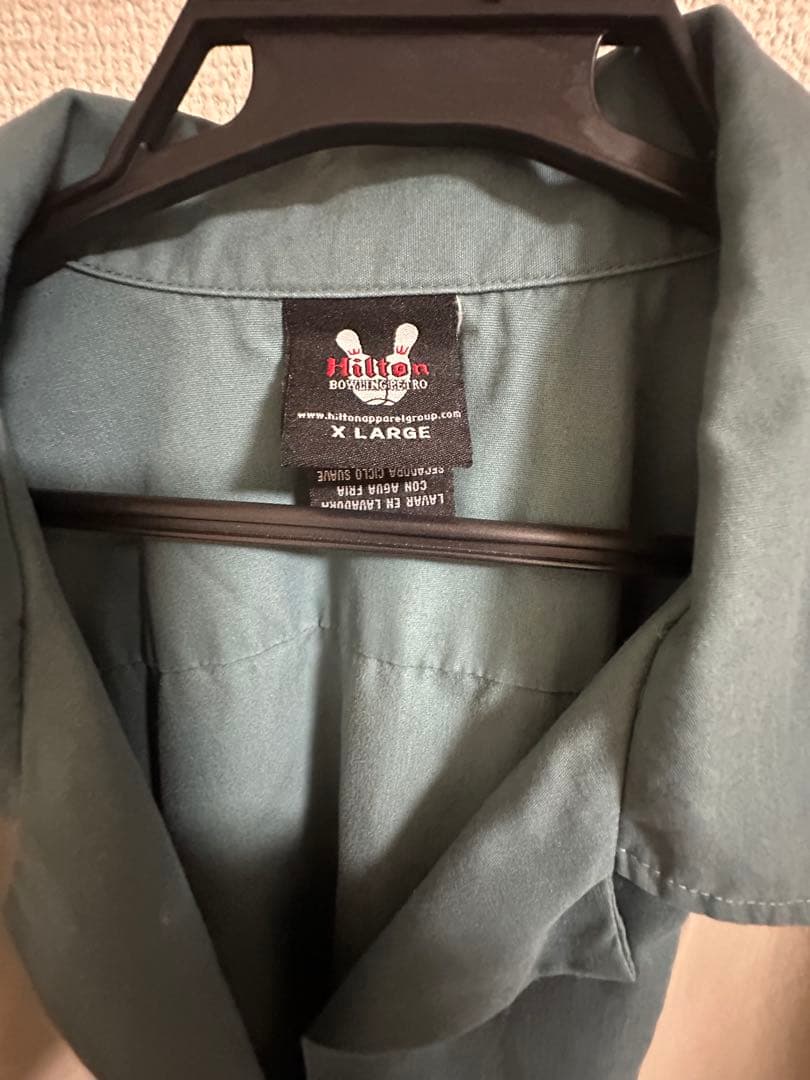 XL 古着 ヒルトン 半袖 ボウリング シャツ メンズ 00年代 グリーン