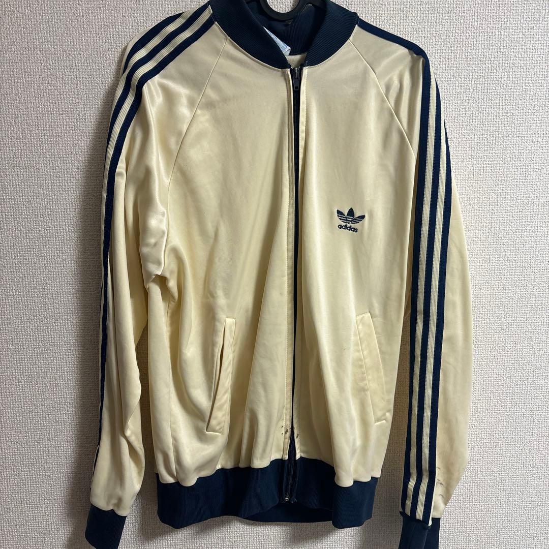 adidas ジャージ L クリーム色/ネイビー