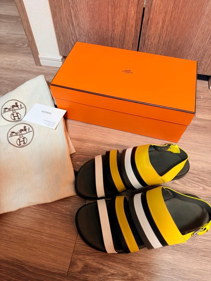 【美品】エルメス メンズ サンダル 42 裏張り済み 箱・保存袋付き