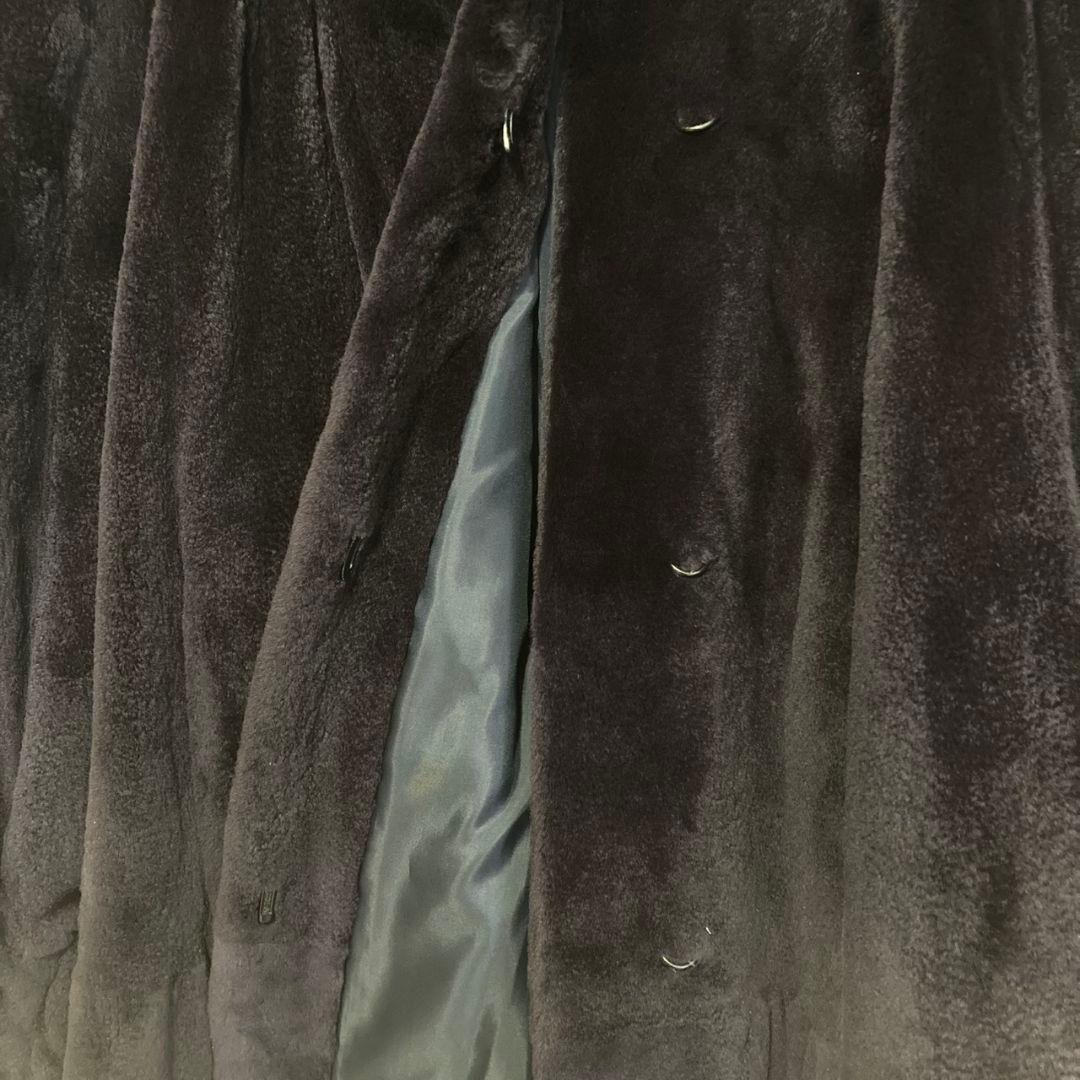 ナカムラファー リアルファー 毛皮 ロングコート フレア F ブラック系