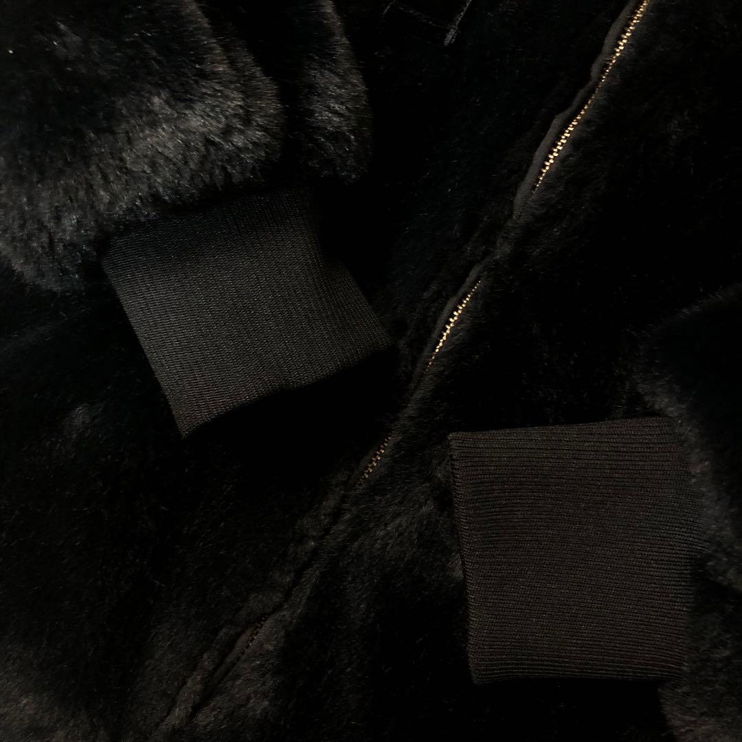 メゾピアノジュニア　猫耳フードフェイクファーパーカーブルゾン　黒　S