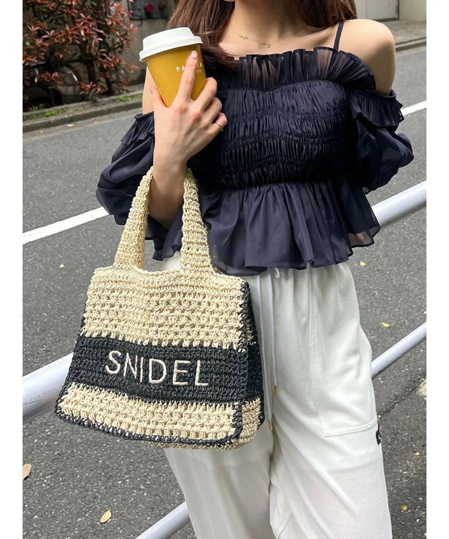snidel スナイデル 柄編みロゴトートバッグ