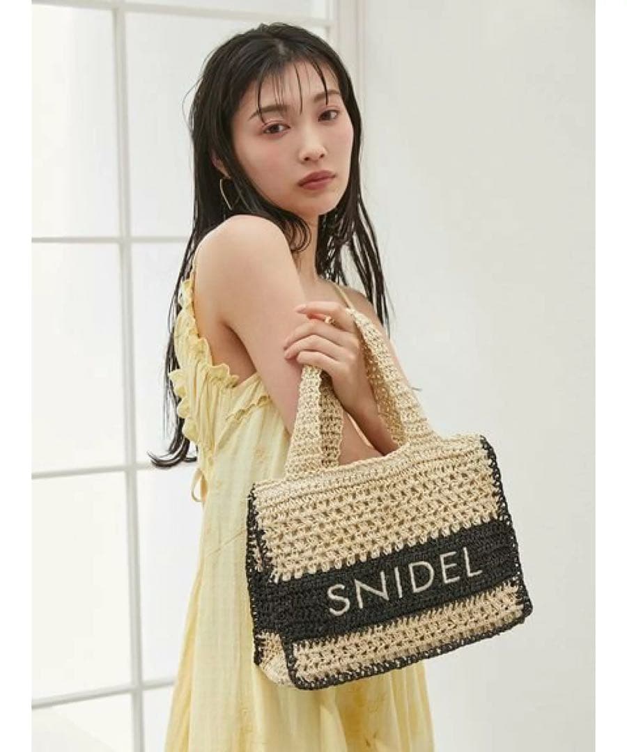 snidel スナイデル 柄編みロゴトートバッグ