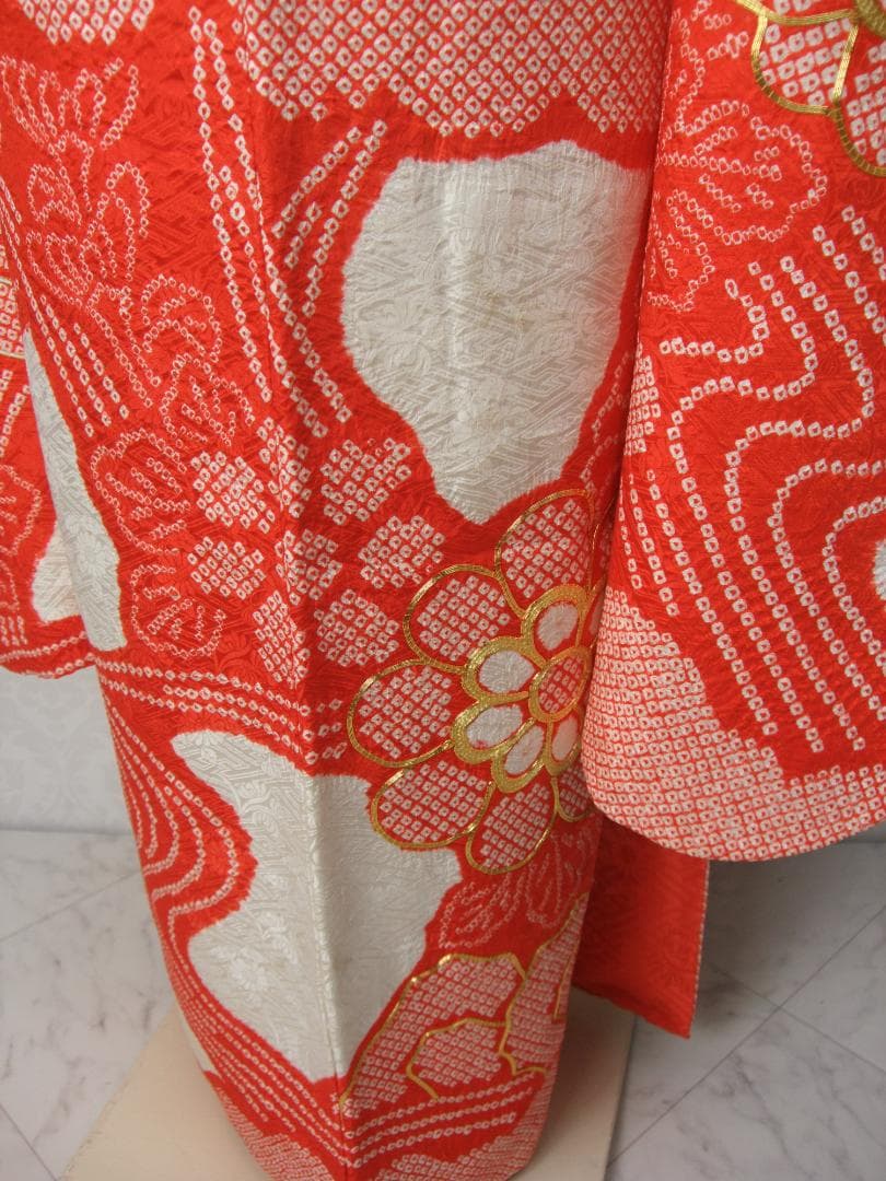 総絞り染め ビンテージ振袖フルセット 金駒刺繍 L8 成人式