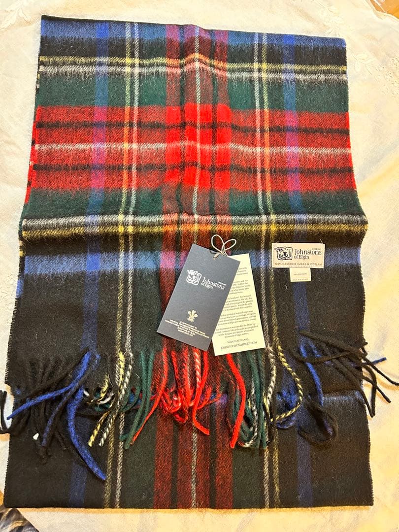 Johnstons of Elgin カシミヤ マフラー タータンチェック