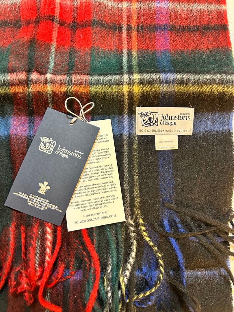 Johnstons of Elgin カシミヤ マフラー タータンチェック