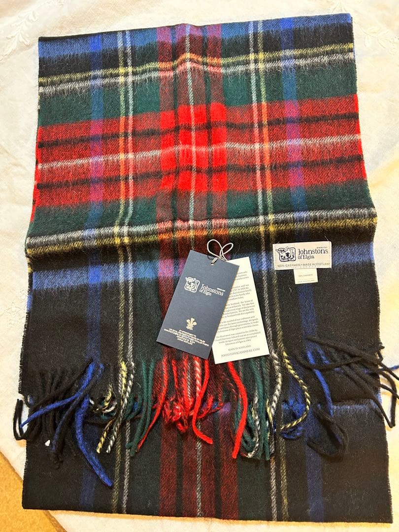 Johnstons of Elgin カシミヤ マフラー タータンチェック