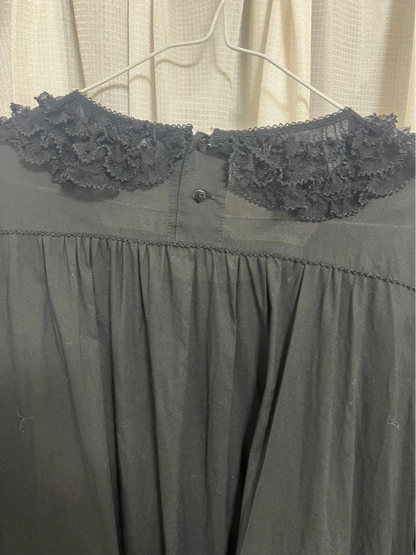 ピンクハウス　PINK HOUSE ドットチュールエプロン付き　ミディワンピース