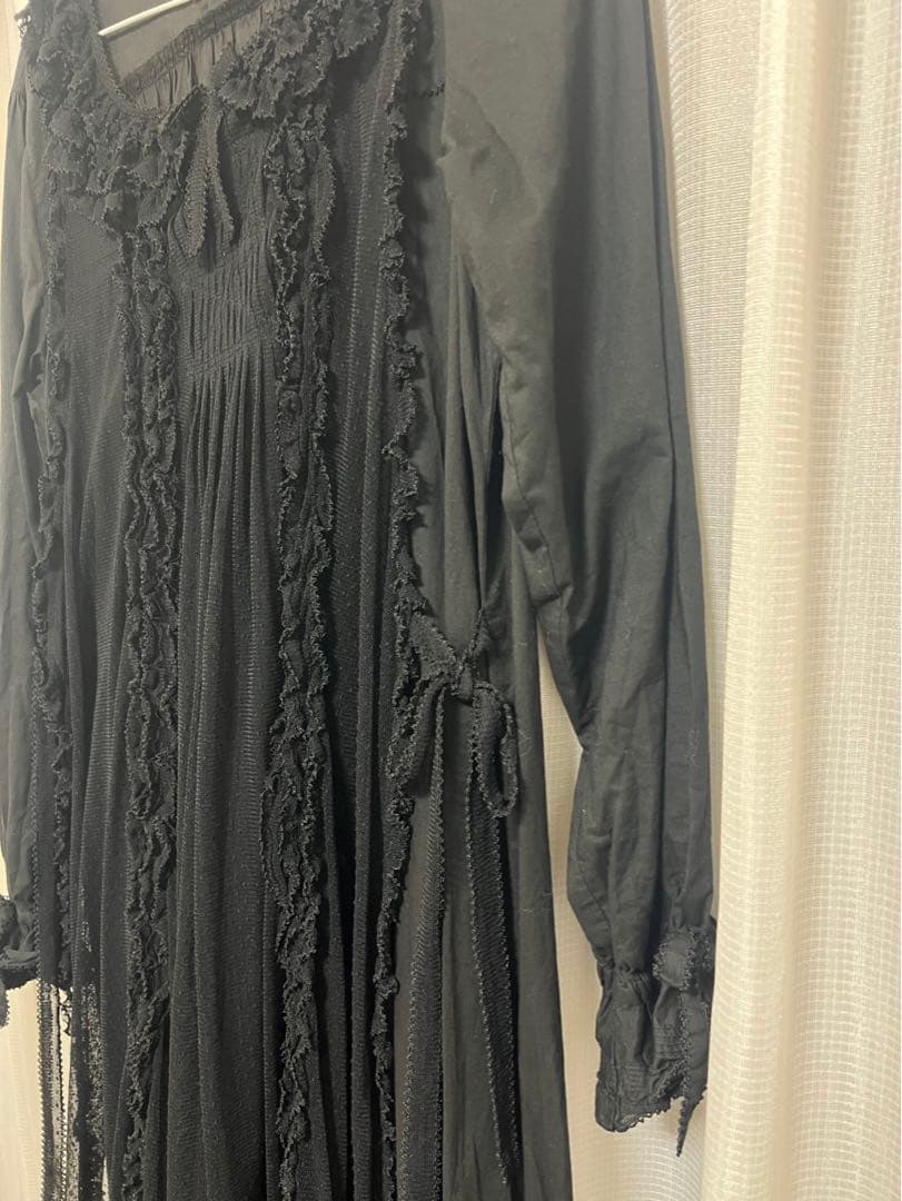 ピンクハウス　PINK HOUSE ドットチュールエプロン付き　ミディワンピース