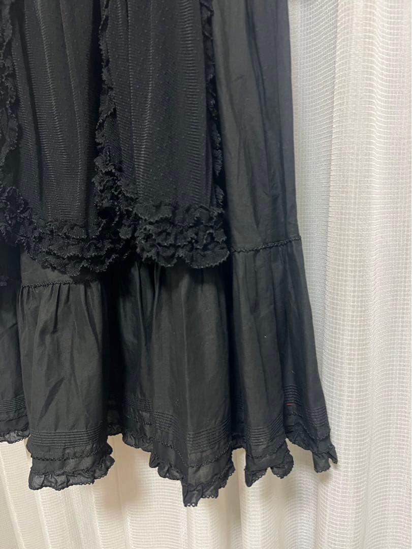 ピンクハウス　PINK HOUSE ドットチュールエプロン付き　ミディワンピース