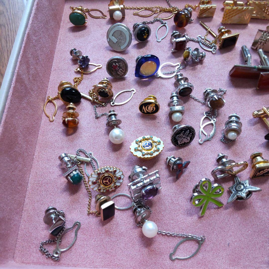 まとめ売り ネクタイピンとカフスボタンの166点セット 大量 ケース 本日限り