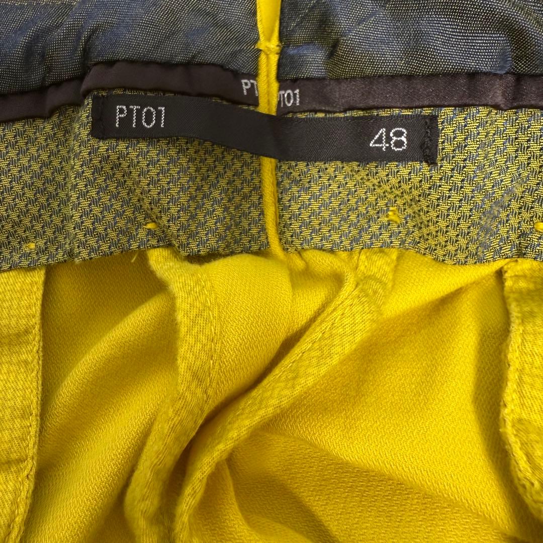 PT01 ピーティーゼロウーノ ストレッチ スリムパンツ イエロー 48