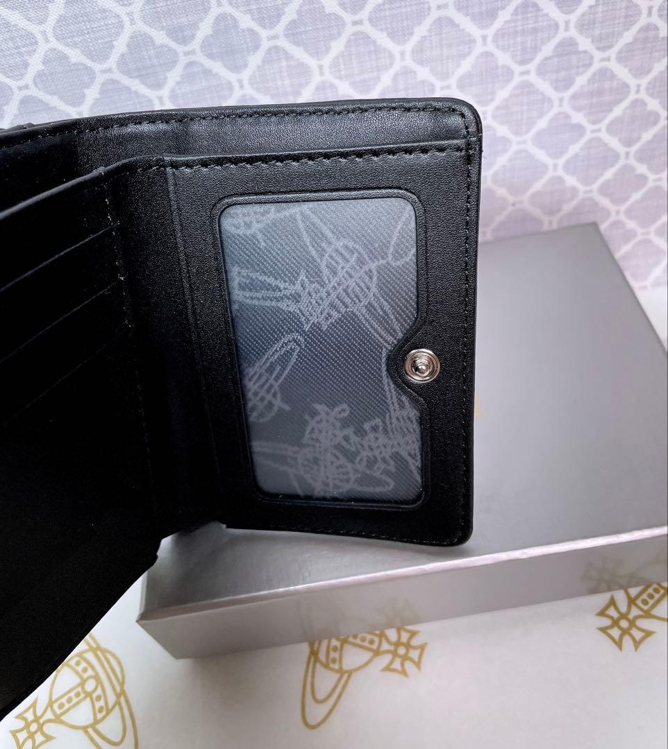 【新作✩内柄も素敵】Vivienne Westwood 三折財布 黒 マット