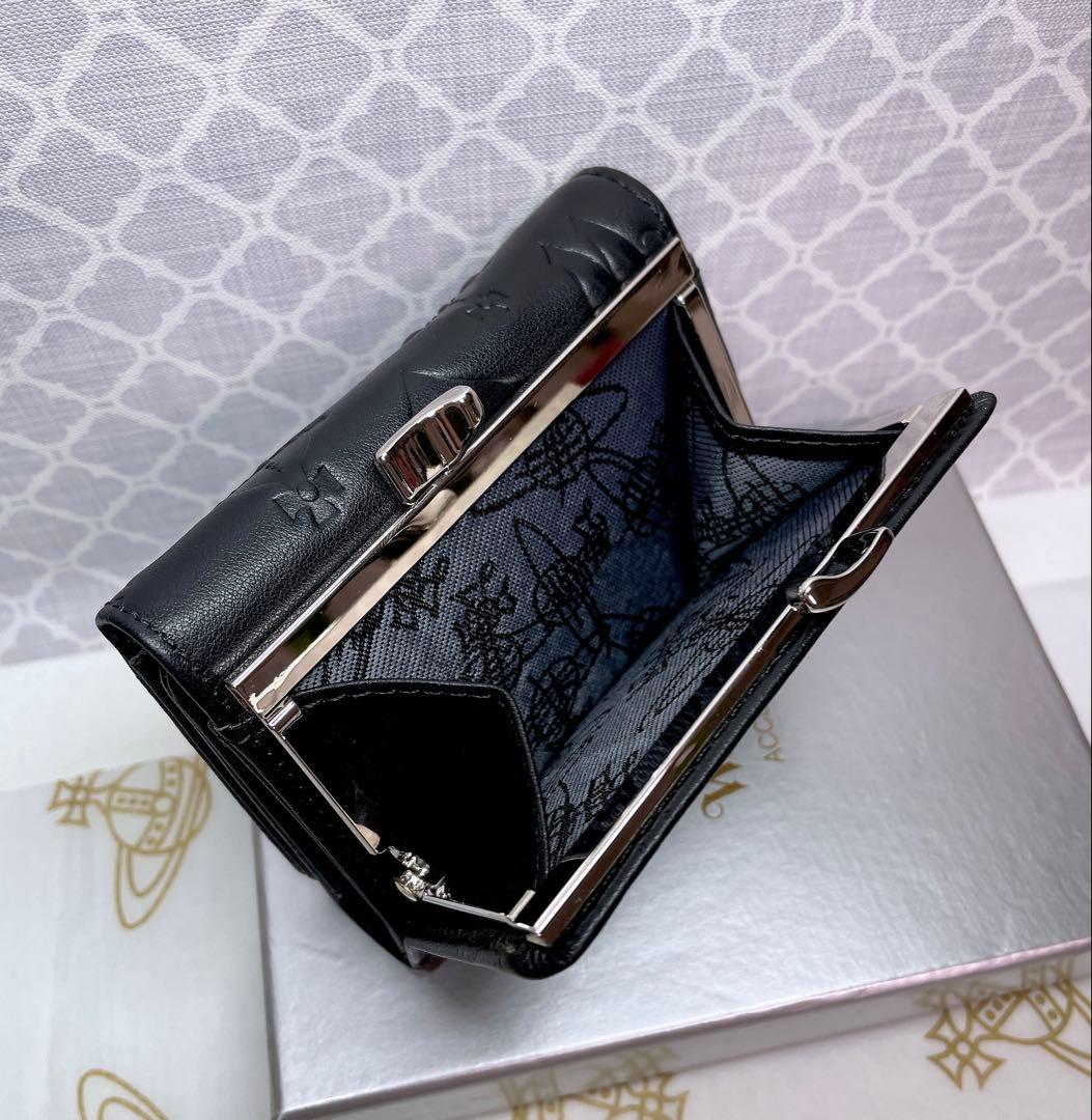 【新作✩内柄も素敵】Vivienne Westwood 三折財布 黒 マット