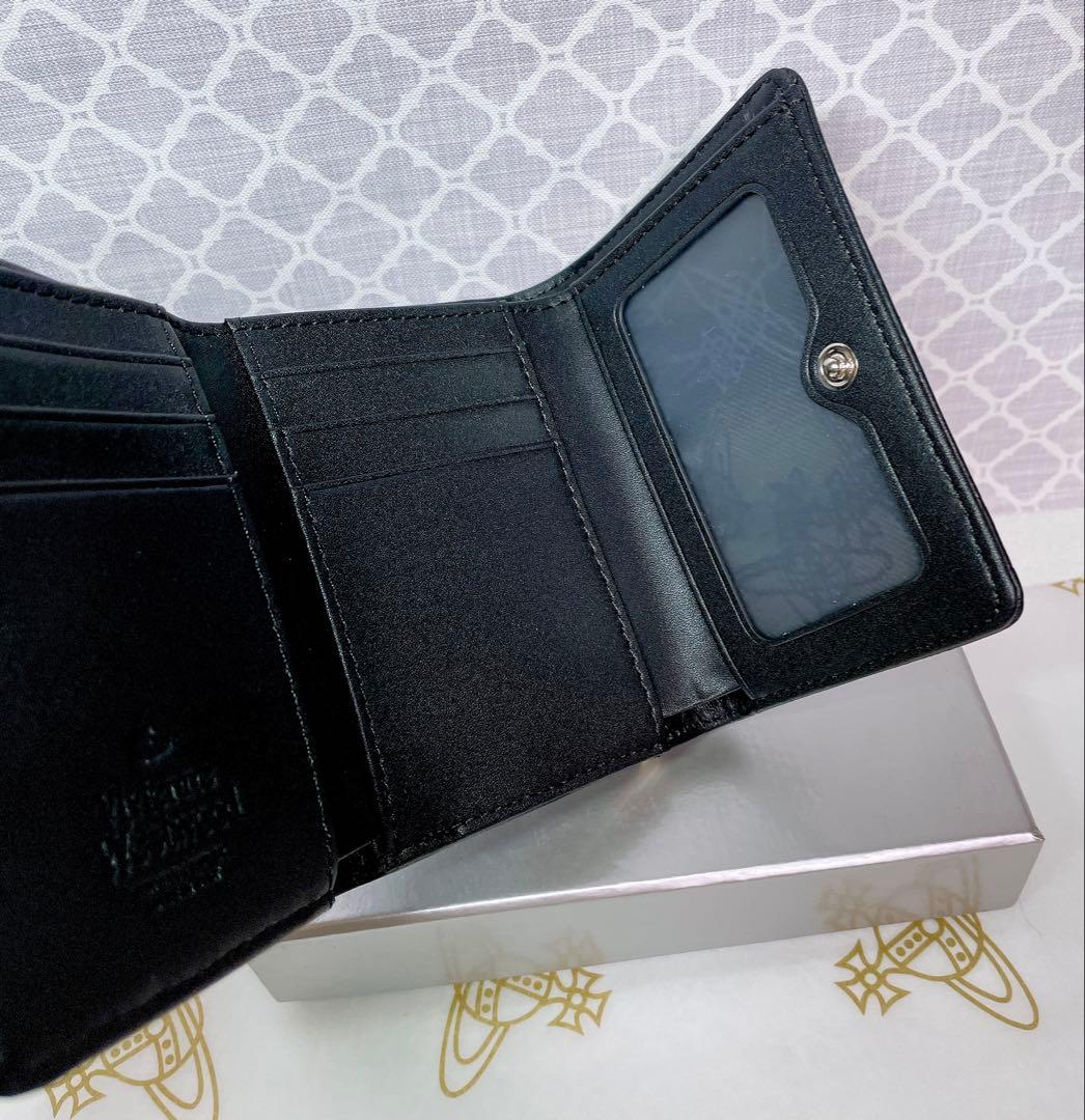 【新作✩内柄も素敵】Vivienne Westwood 三折財布 黒 マット