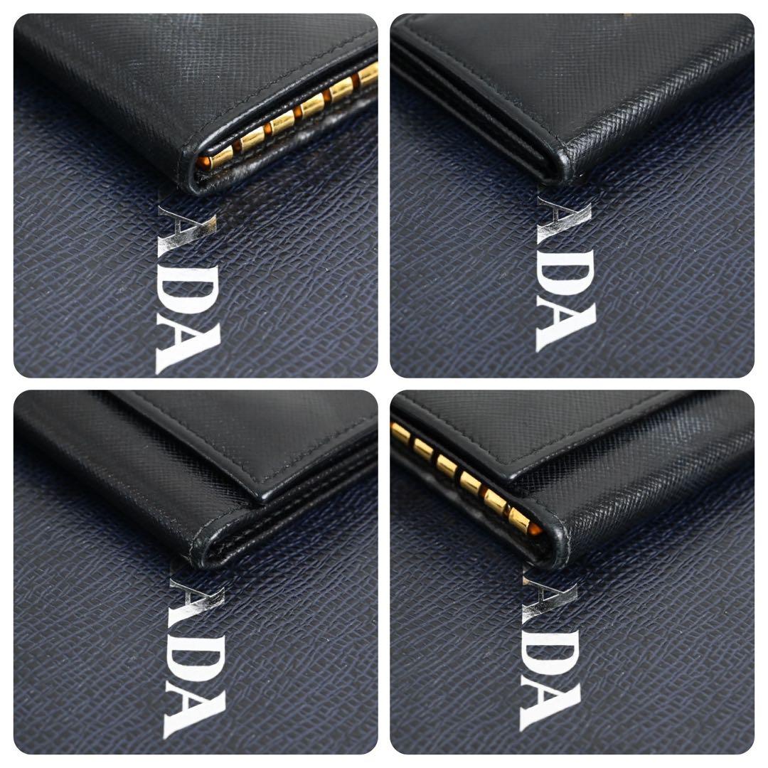 【極美品】プラダ　キーケース　レザー　黒　ブラック　サフィアーノ　財布　折財布