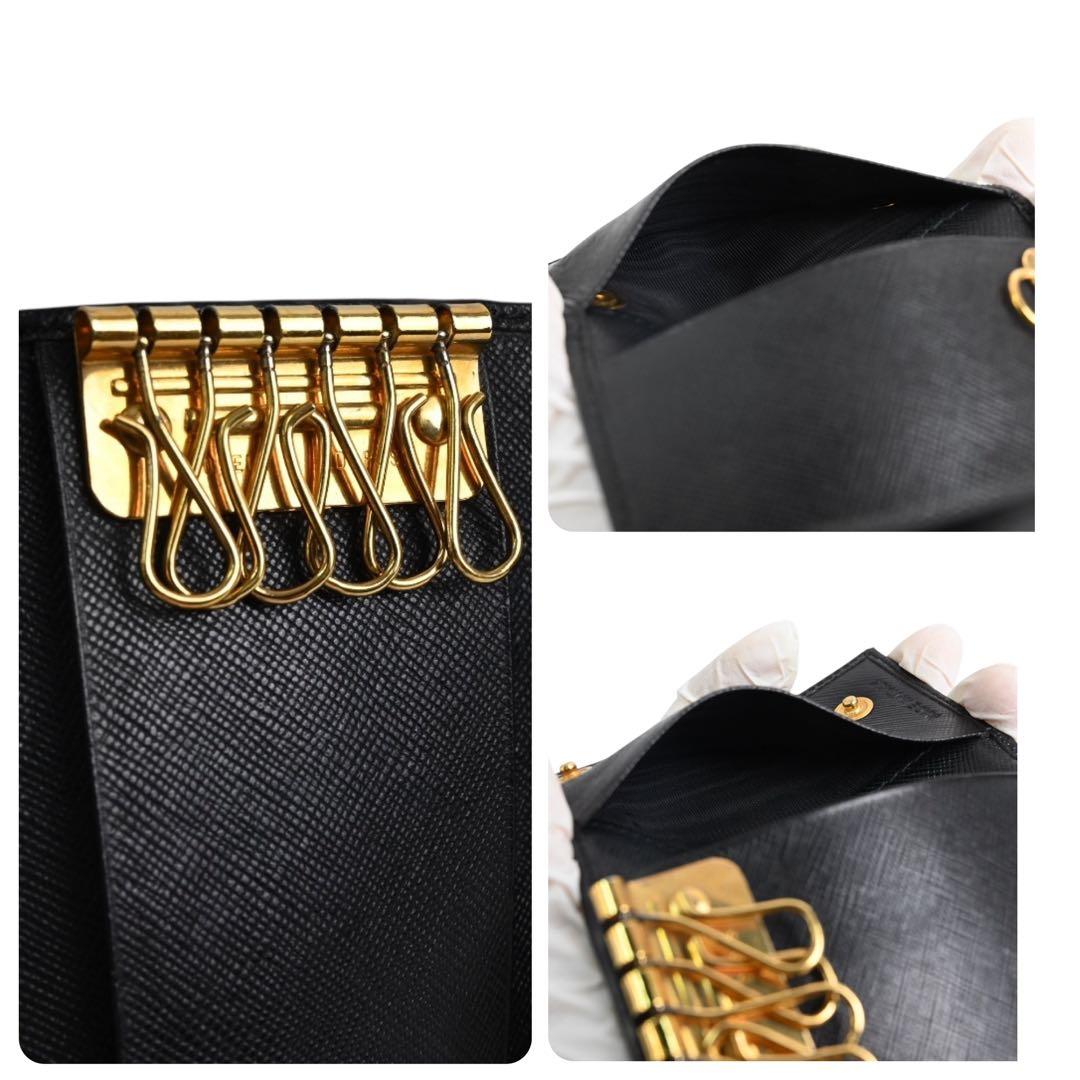 【極美品】プラダ　キーケース　レザー　黒　ブラック　サフィアーノ　財布　折財布