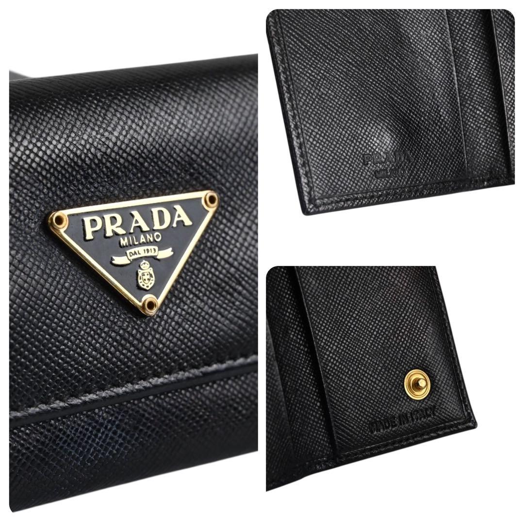 【極美品】プラダ　キーケース　レザー　黒　ブラック　サフィアーノ　財布　折財布