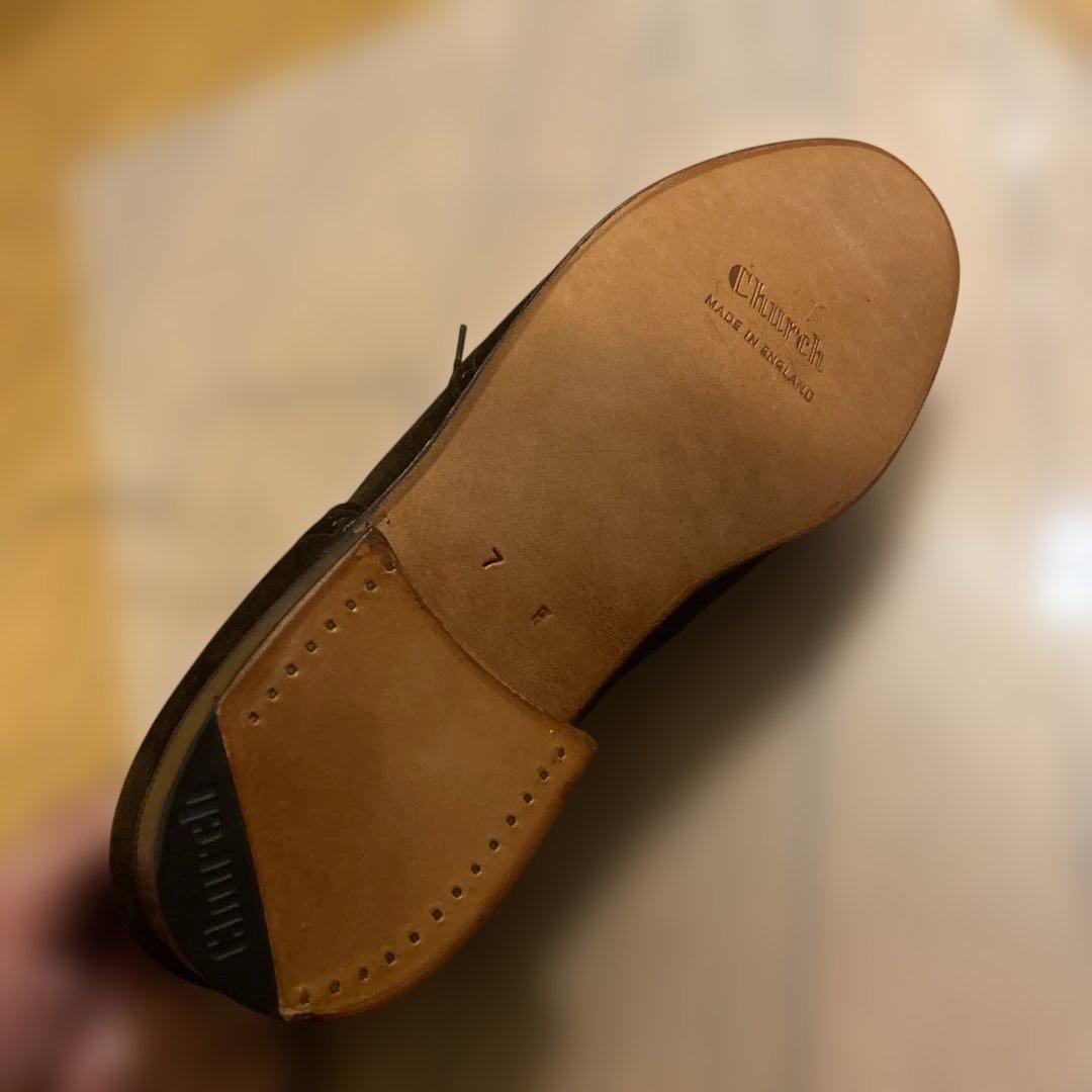 Church’s　ダークブラウン スエード ウィングチップ ドレスシューズ