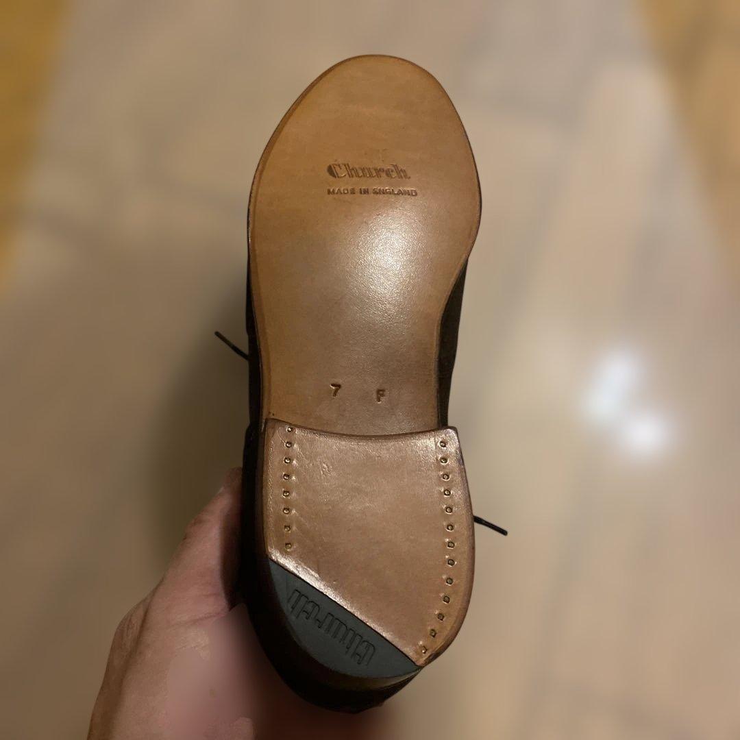 Church’s　ダークブラウン スエード ウィングチップ ドレスシューズ