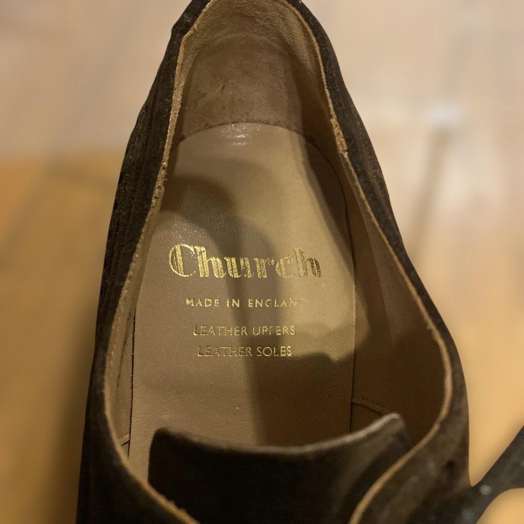 Church’s　ダークブラウン スエード ウィングチップ ドレスシューズ