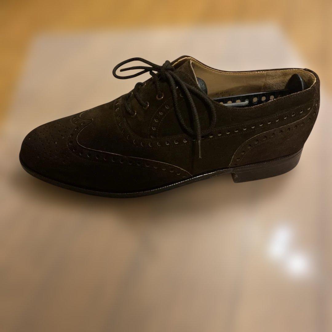 Church’s　ダークブラウン スエード ウィングチップ ドレスシューズ