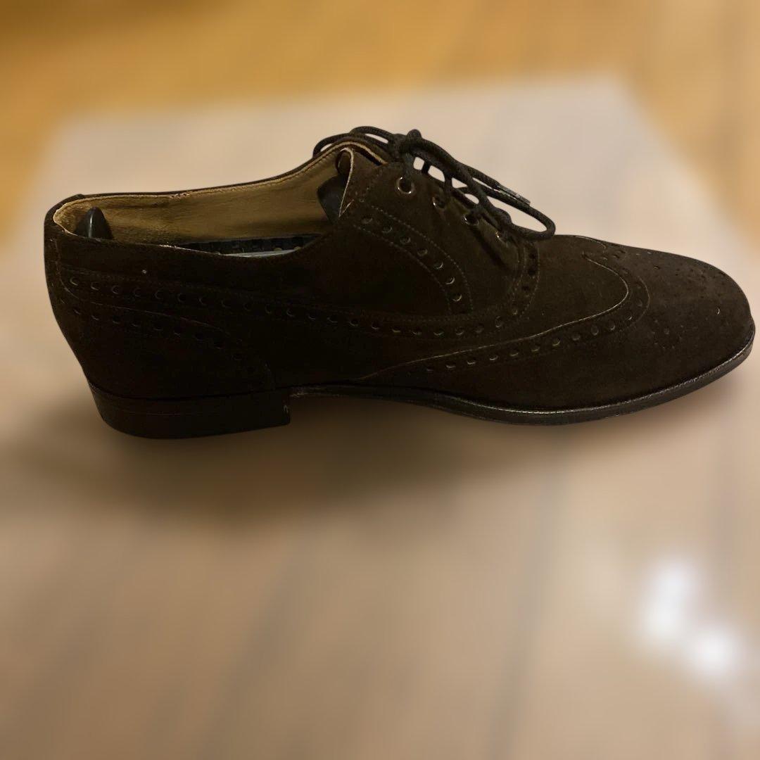 Church’s　ダークブラウン スエード ウィングチップ ドレスシューズ