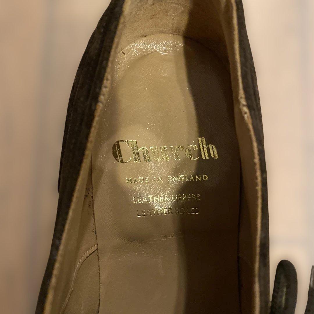 Church’s　ダークブラウン スエード ウィングチップ ドレスシューズ