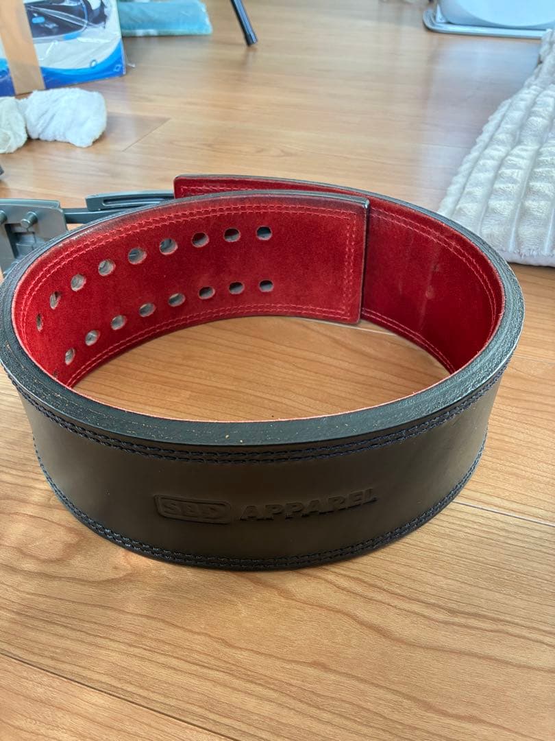 SBD パワーベルト 黒/赤 レザー