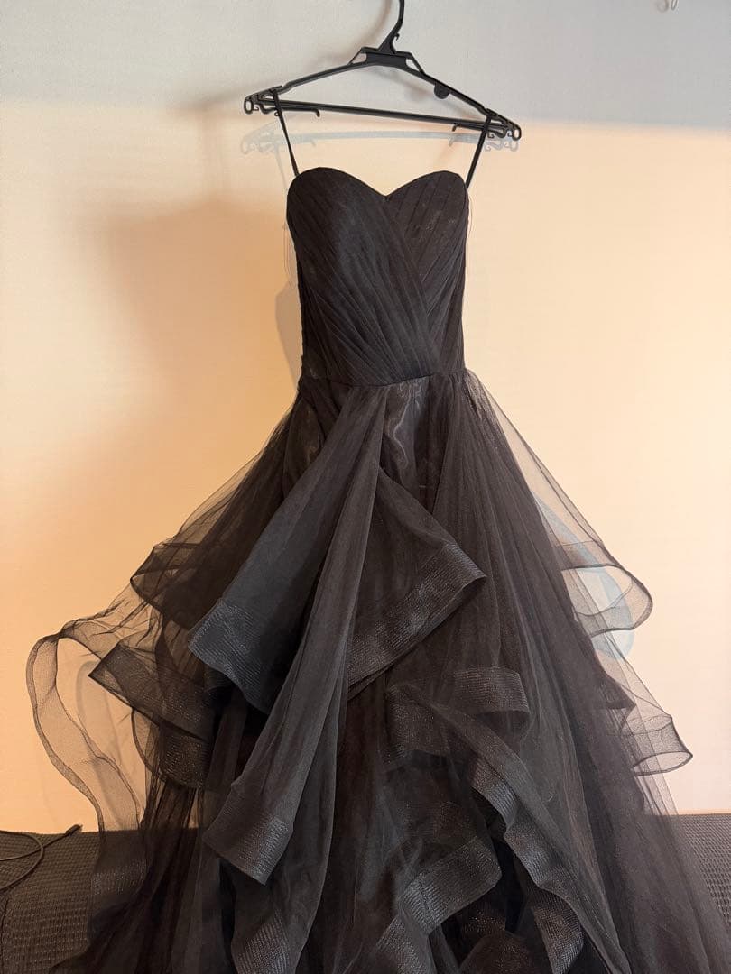 タグ付き エレガント ブラックチュールドレス タグ付き グローブ付き