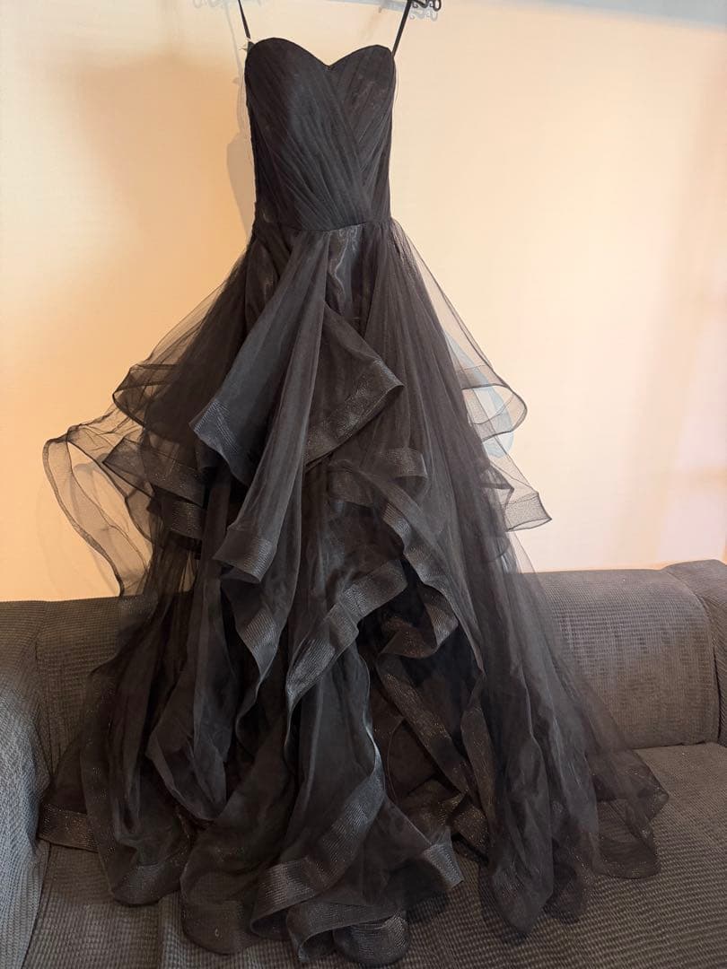 タグ付き エレガント ブラックチュールドレス タグ付き グローブ付き