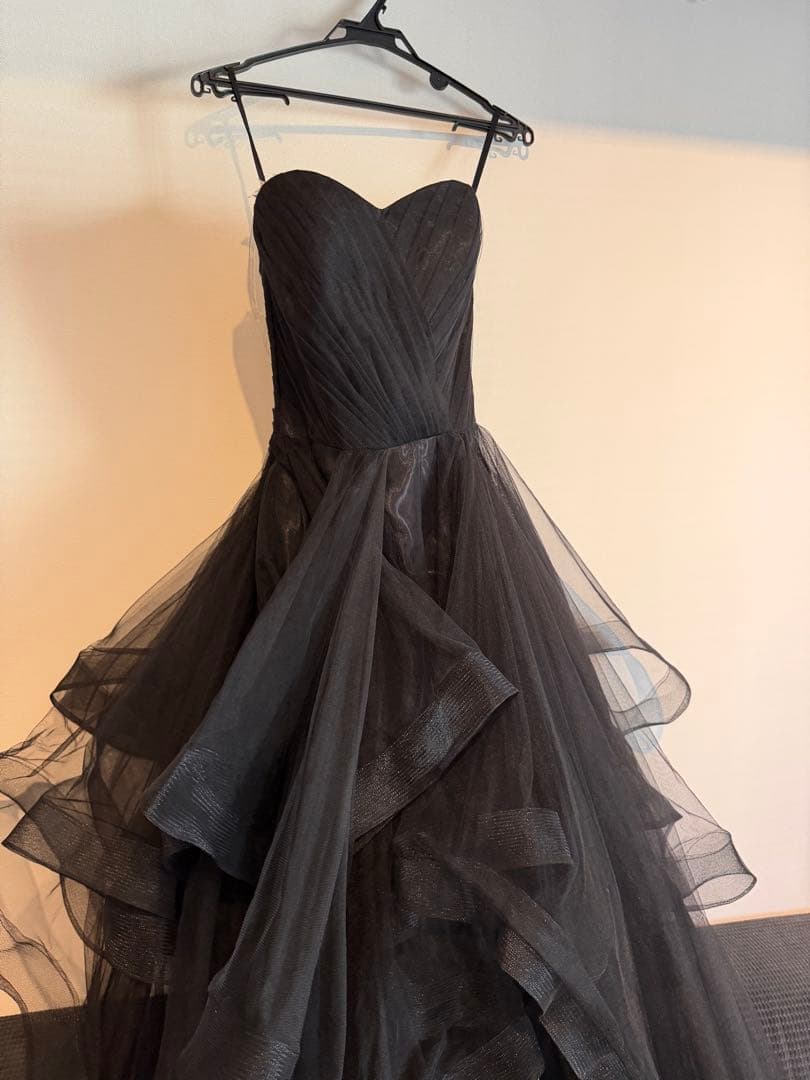 タグ付き エレガント ブラックチュールドレス タグ付き グローブ付き