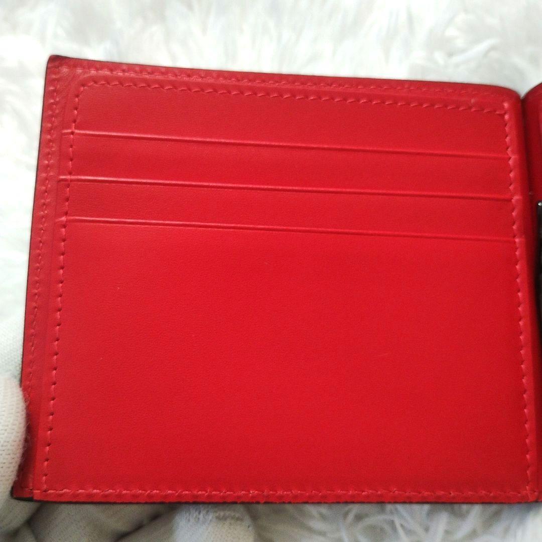 【未使用品】クリスチャンルブタン　マネークリップ　スタッズ　札入れ　ネイビー　赤