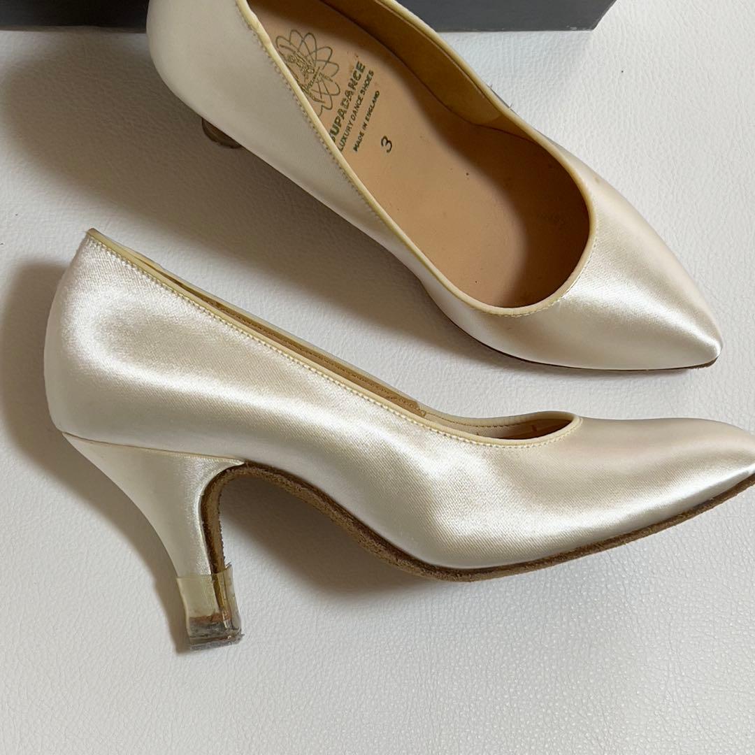 スーパダンスシューズ　ワイド3 ヒール7cm 訳あり　未使用　ホワイトサテン