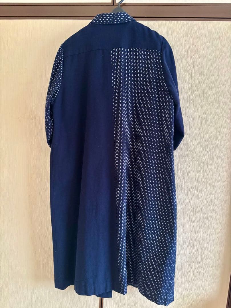 久留米絣 風ののおくりもの ネイビー ロングコート