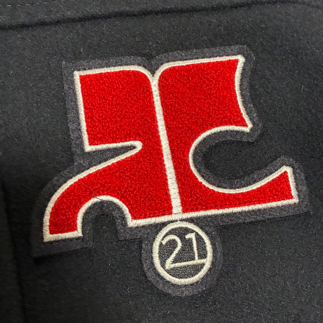 クレージュ21 スタジャン ウール100% フードジャケット　ロングコート