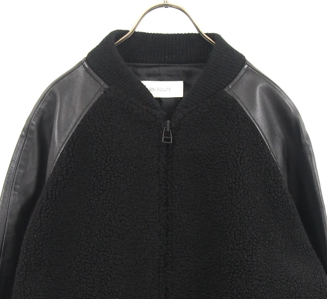 未使用に近い美品！EN ROUTE ボアレザースタジャン　ブルゾン ブラック