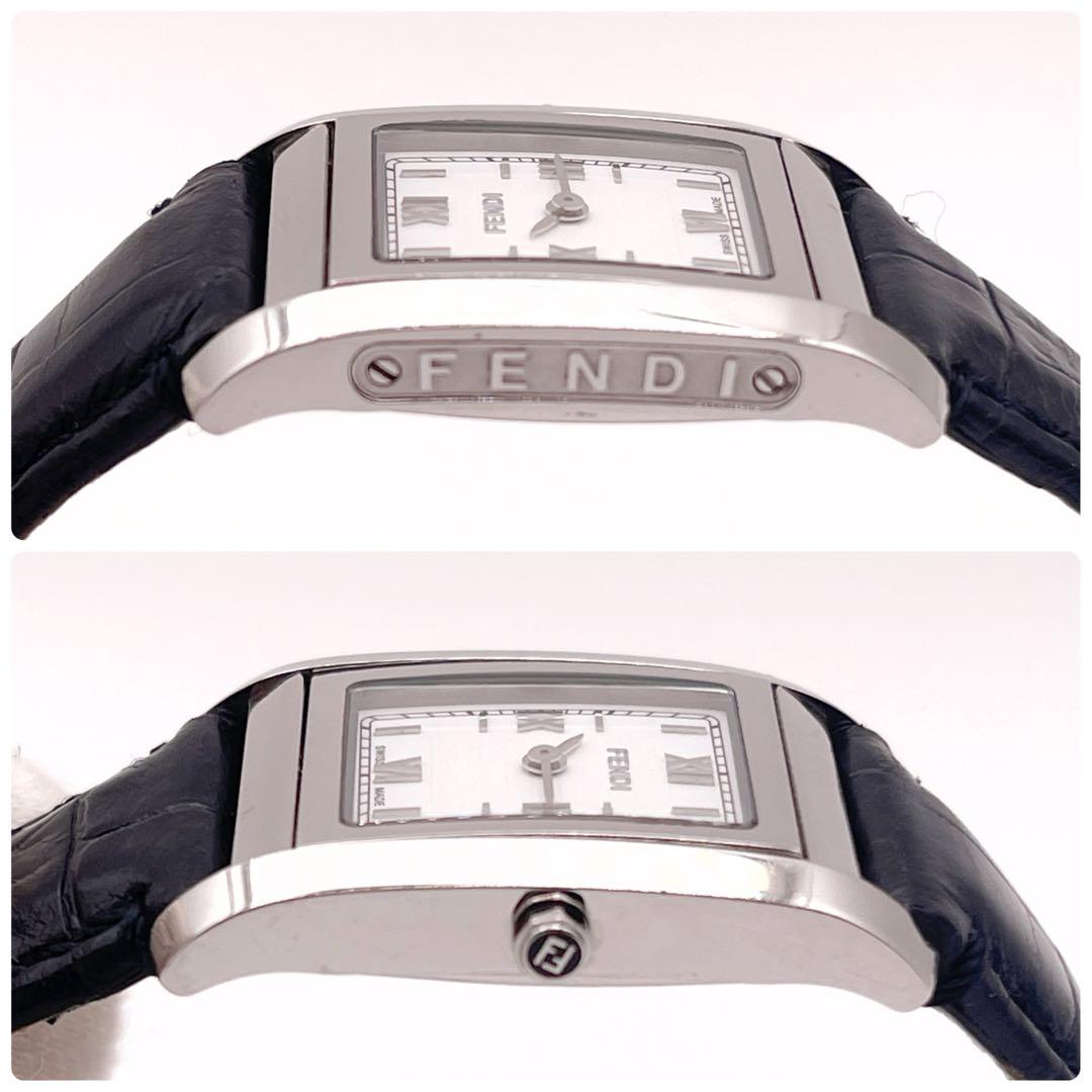 【稼働】　フェンディ　ズッカ柄文字盤　ウォッチ　クオーツ　クロコ型押し純正ベルト