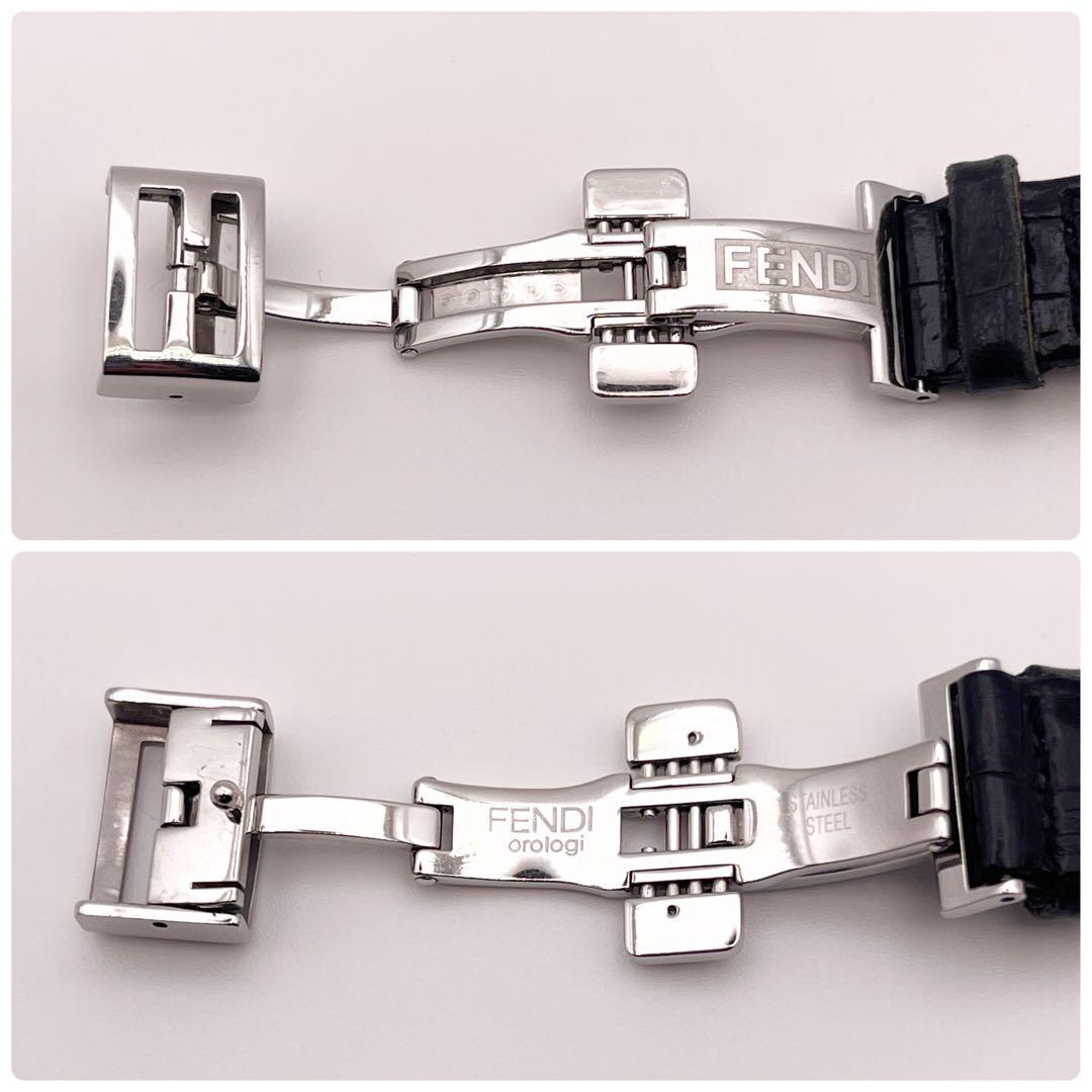 【稼働】　フェンディ　ズッカ柄文字盤　ウォッチ　クオーツ　クロコ型押し純正ベルト