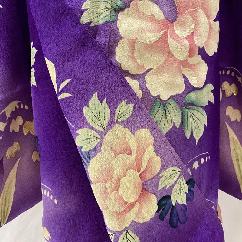 510ag74着物のみ◎七五三 七歳 女児 アンティーク着物 五つ紋 紫◎