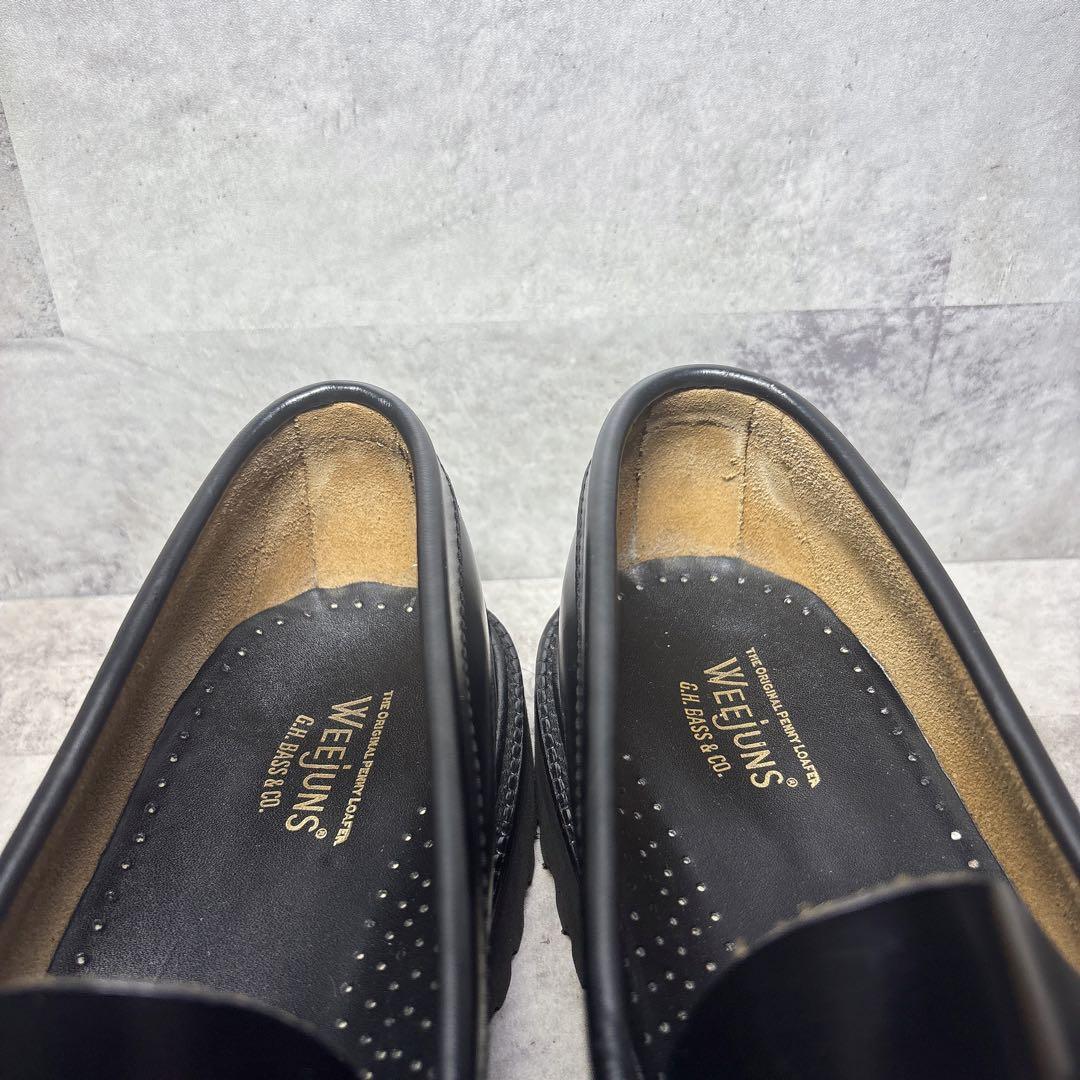 極美品 ジーエイチバス リンカーン 27.5 厚底 ビットローファー 本革 黒