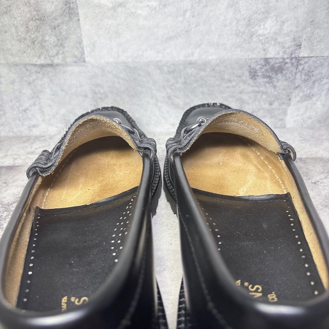 極美品 ジーエイチバス リンカーン 27.5 厚底 ビットローファー 本革 黒