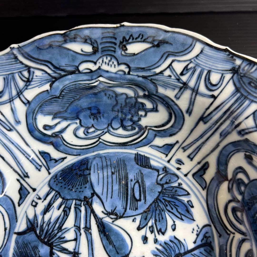 中国明時代　古染付兜鉢　口径約21.5㎝　東Y7-1202☆2Fタサオ