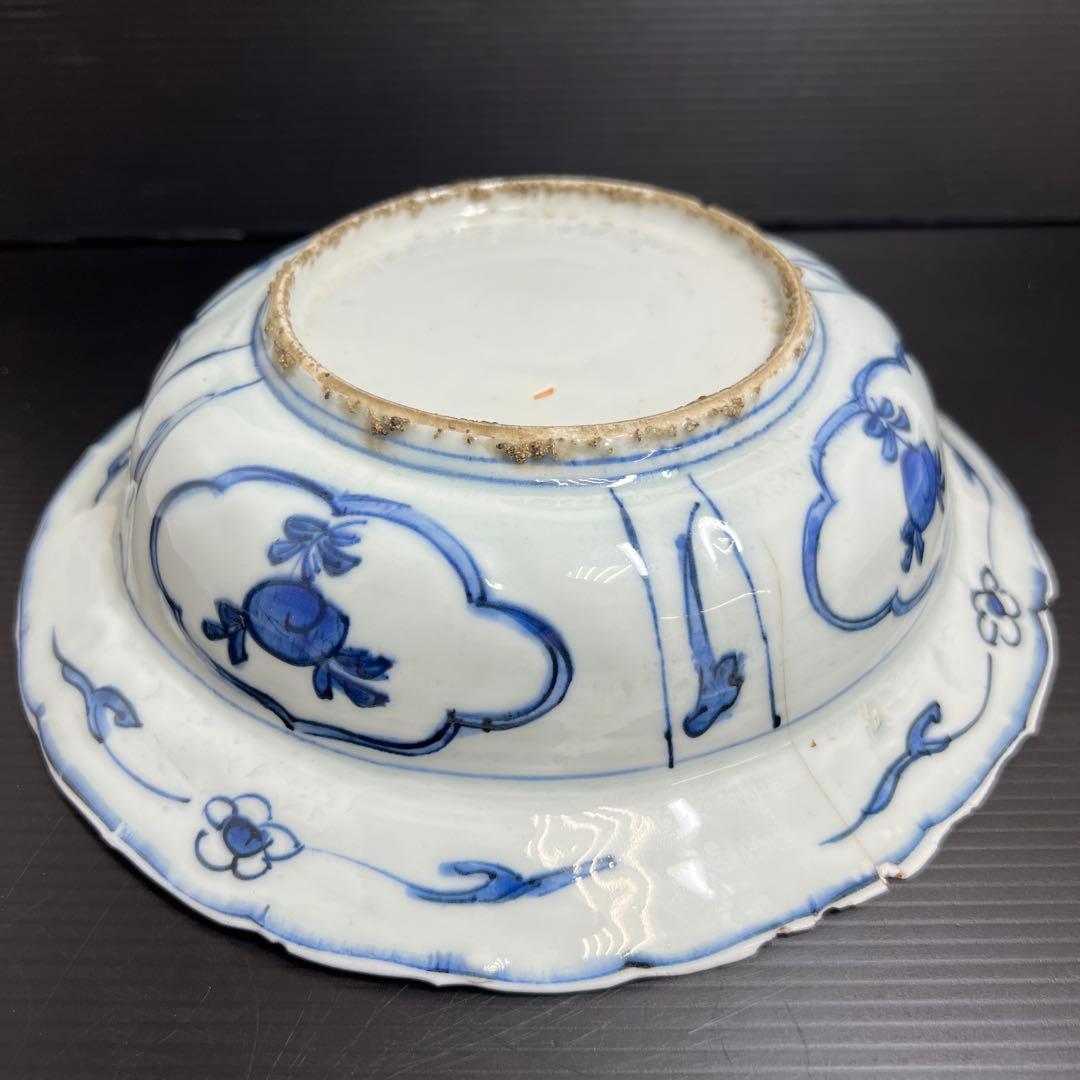 中国明時代　古染付兜鉢　口径約21.5㎝　東Y7-1202☆2Fタサオ