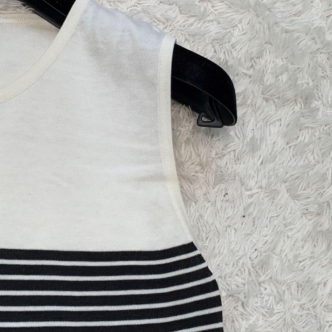 ［美品］CHANEL ココマーク刺繍　タンクトップ　ボーダー 38 ヴィンテージ