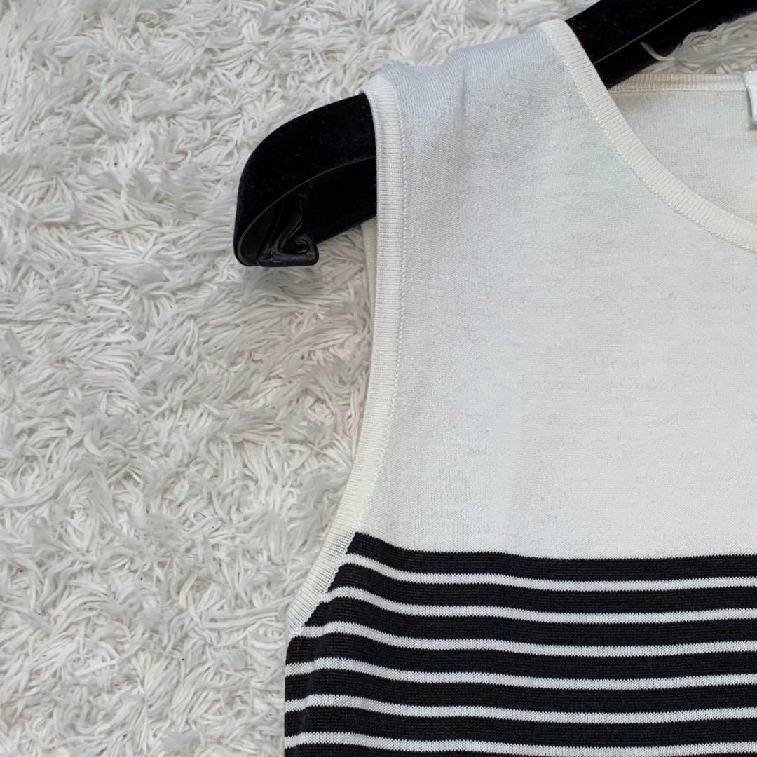 ［美品］CHANEL ココマーク刺繍　タンクトップ　ボーダー 38 ヴィンテージ