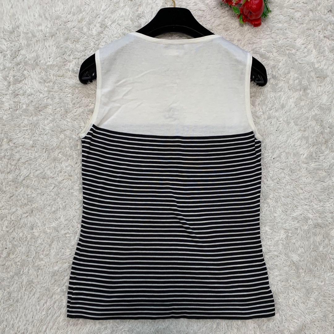 ［美品］CHANEL ココマーク刺繍　タンクトップ　ボーダー 38 ヴィンテージ