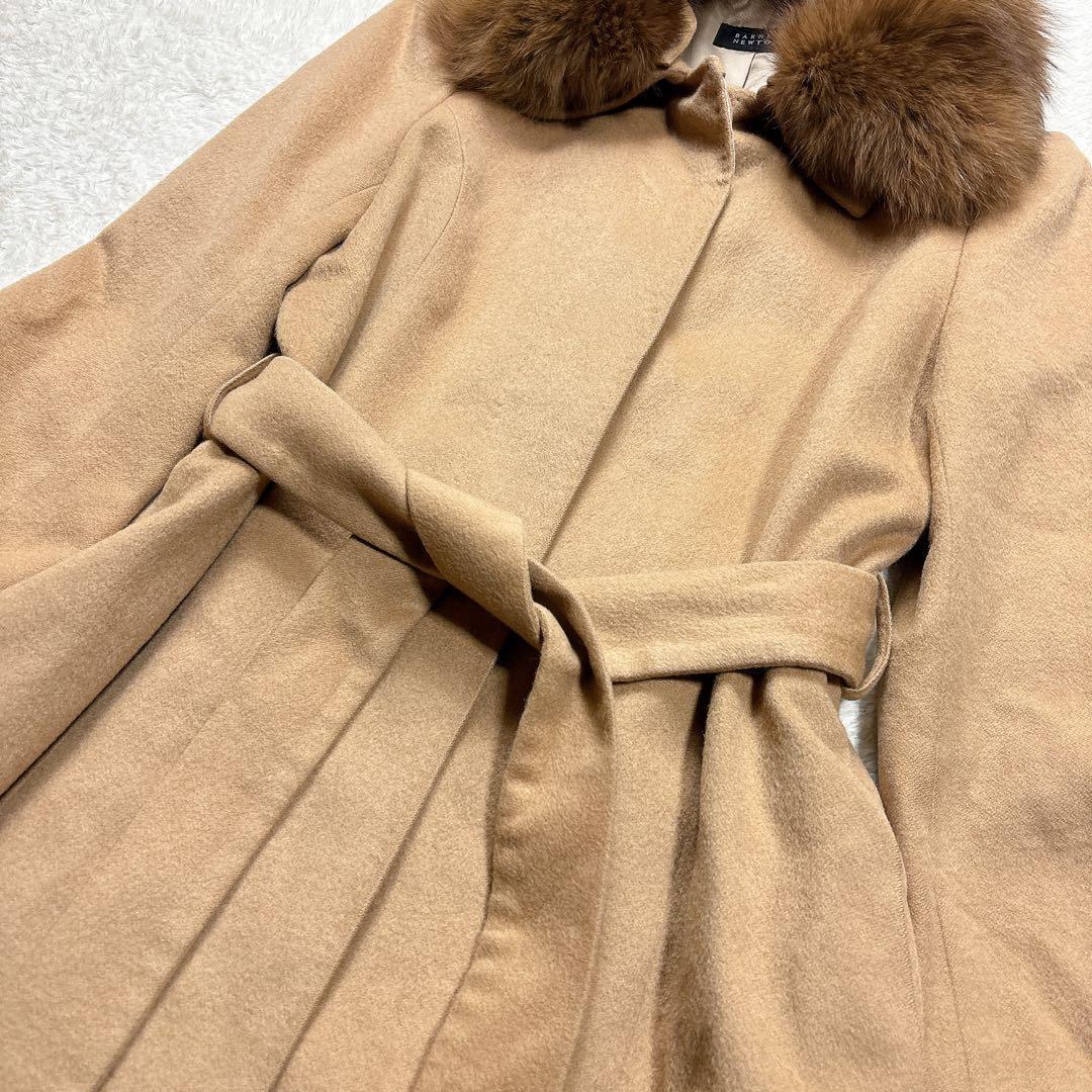 極美品 バーニーズニューヨーク カシミヤ100% ブルーフォックスファー コート