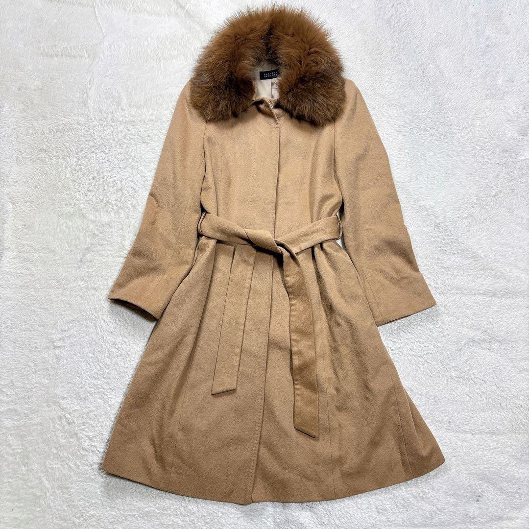 極美品 バーニーズニューヨーク カシミヤ100% ブルーフォックスファー コート